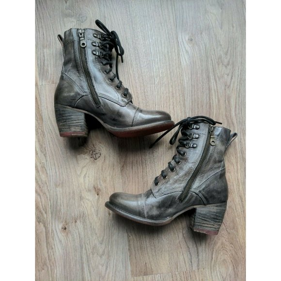 Bed Stu Judgement Graphito Grey Womens 6.5 Heeled Combat Rustic Distressed - Picture 6 of 11